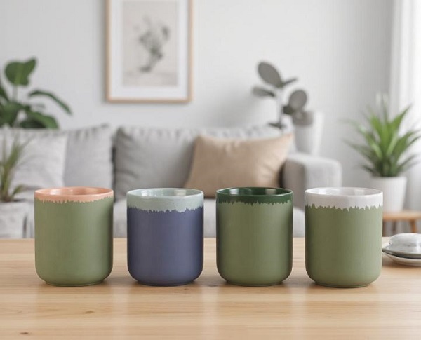 Ceramic Candle Holder with Natural Color Finish