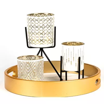 豪華なパターンガラスキャンドルホルダー