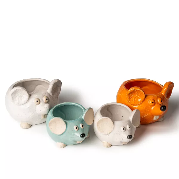 ネズミ型セラミックキャンドルホルダー